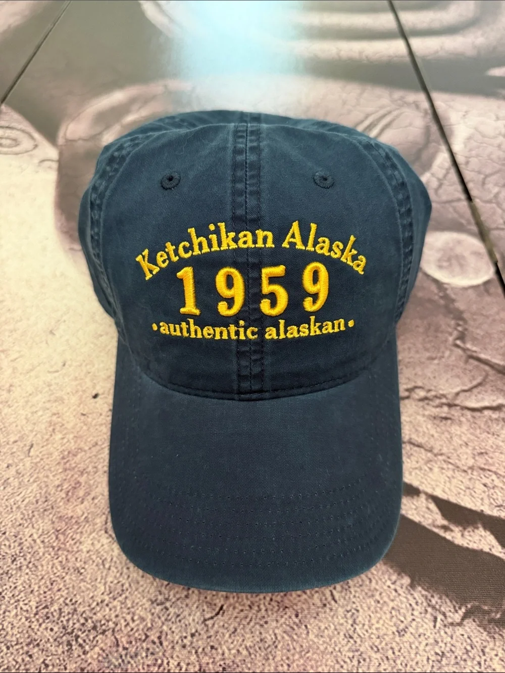 Ketchikan Alaska 1959 Embroidered Baseball Cap - Navy & Yellow